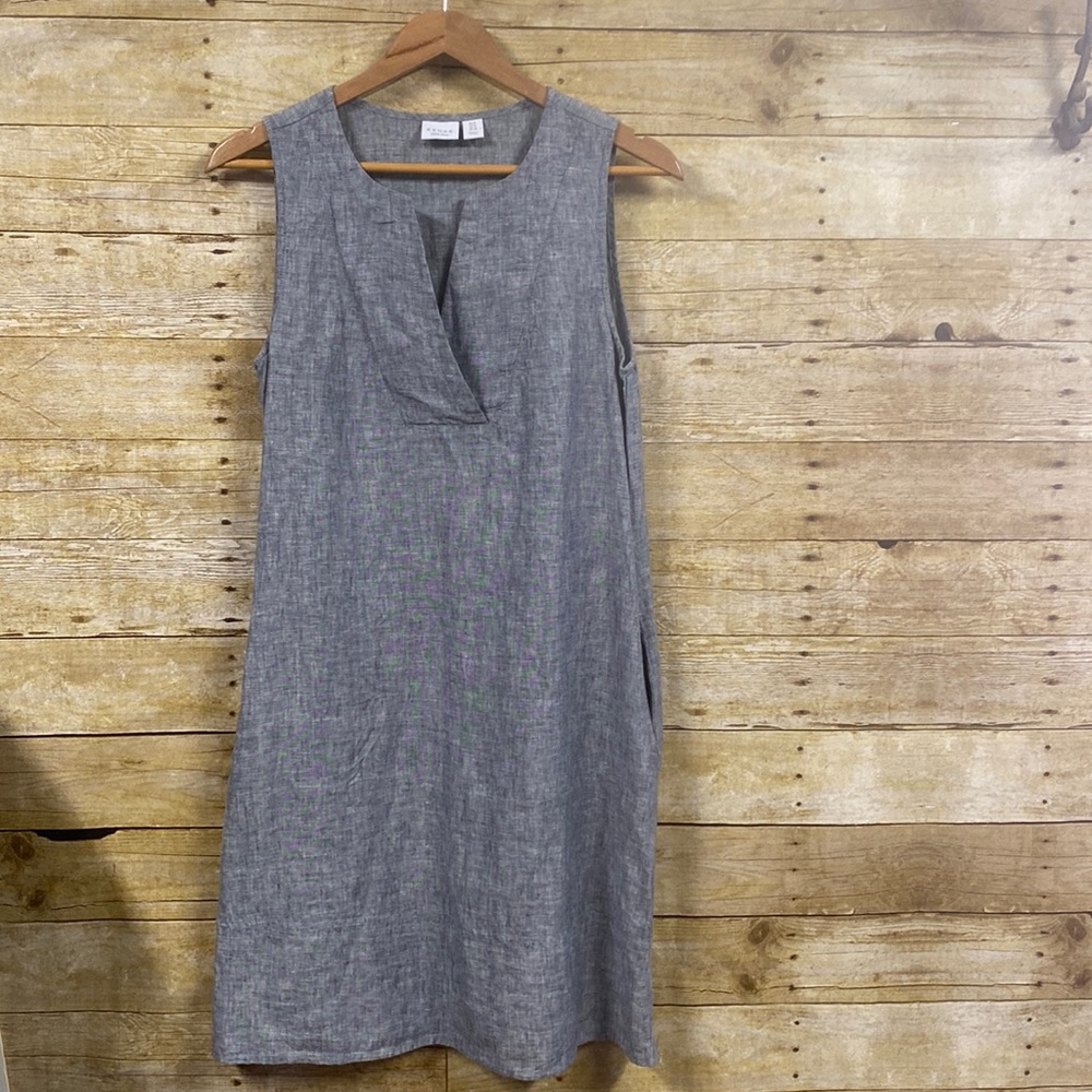 Kenar 100% linen shift dress size 8